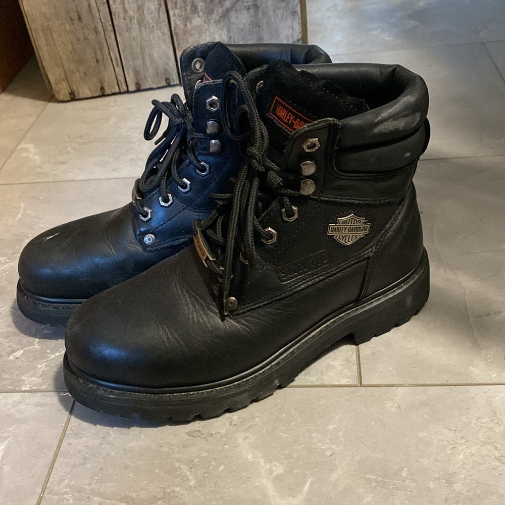 Lightly worn Harley Davidson Steel Toe Boot